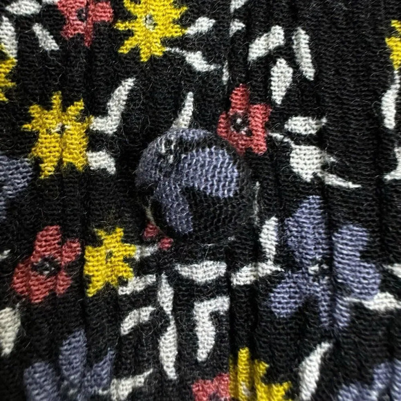 Market Spruce Cottage Micro Floral Midi Dress 2X Black Flowy Long Sleeve V-Neck - Picture 6 of 10